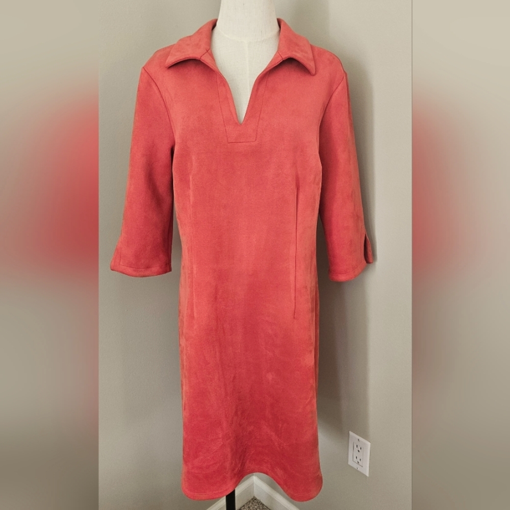 NWT Jude Connally Michelle Faux 3/4 Sleeve Suede Dress: Color- Paprika: Size- XL